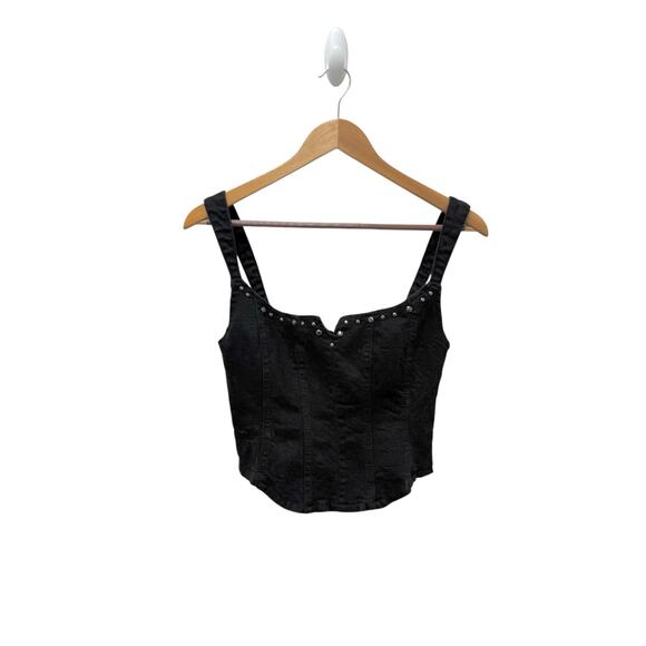 NWT Reformation‎ Karla Studded Bustier Denim Top Black Women’s Size 0 - Picture 4 of 10